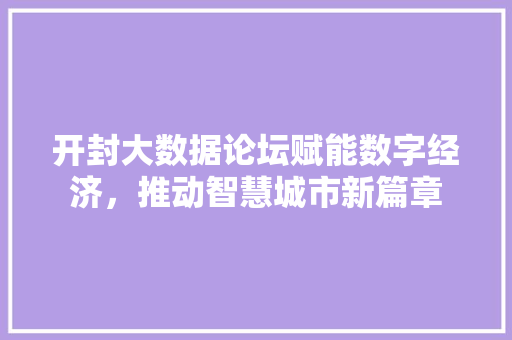 开封大数据论坛赋能数字经济，推动智慧城市新篇章
