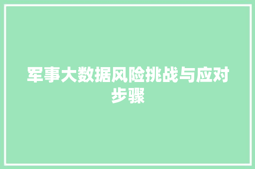 军事大数据风险挑战与应对步骤  第1张