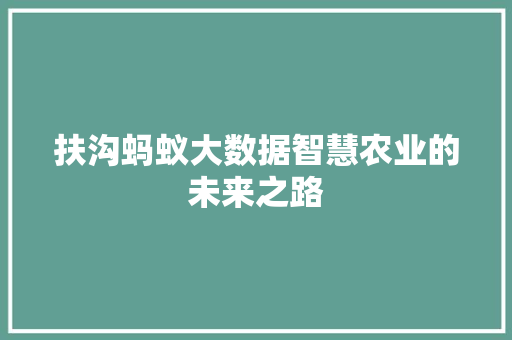 扶沟蚂蚁大数据智慧农业的未来之路  第1张