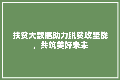 扶贫大数据助力脱贫攻坚战，共筑美好未来  第1张