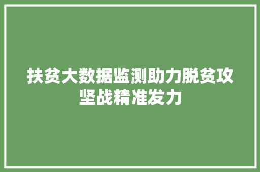 扶贫大数据监测助力脱贫攻坚战精准发力  第1张