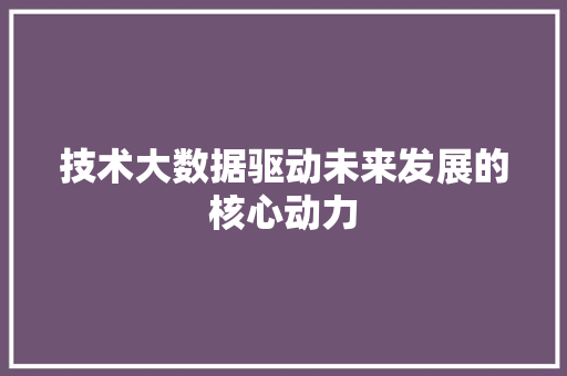 技术大数据驱动未来发展的核心动力  第1张