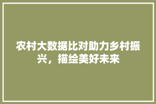农村大数据比对助力乡村振兴，描绘美好未来  第1张