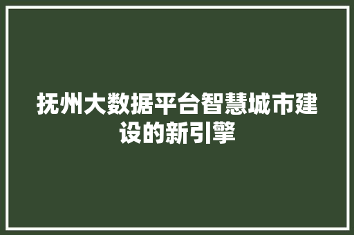 抚州大数据平台智慧城市建设的新引擎  第1张