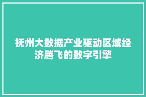 抚州大数据产业驱动区域经济腾飞的数字引擎