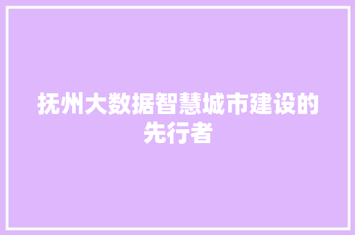 抚州大数据智慧城市建设的先行者