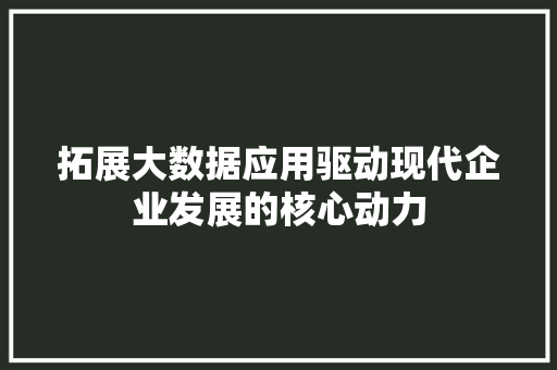 拓展大数据应用驱动现代企业发展的核心动力  第1张