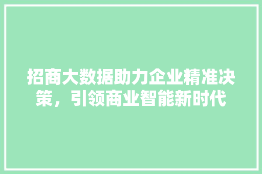 招商大数据助力企业精准决策，引领商业智能新时代  第1张