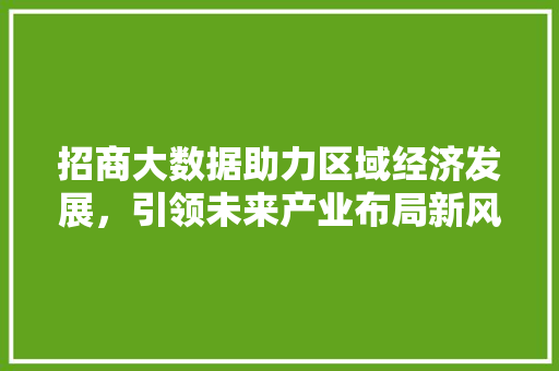 招商大数据助力区域经济发展，引领未来产业布局新风向  第1张