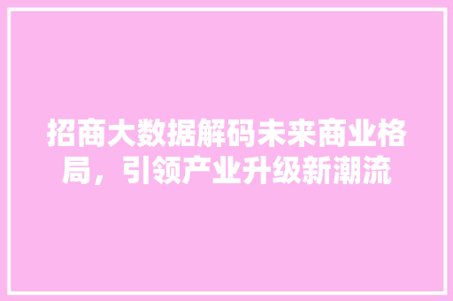 招商大数据解码未来商业格局，引领产业升级新潮流  第1张