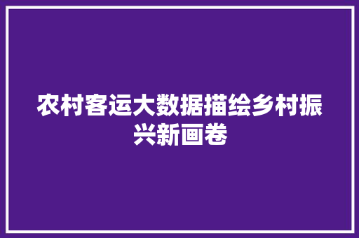 农村客运大数据描绘乡村振兴新画卷