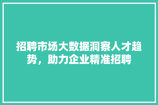 招聘市场大数据洞察人才趋势，助力企业精准招聘