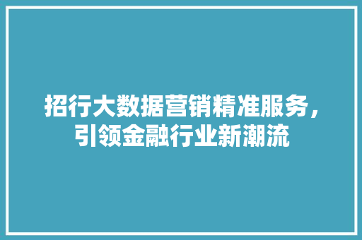 招行大数据营销精准服务，引领金融行业新潮流  第1张