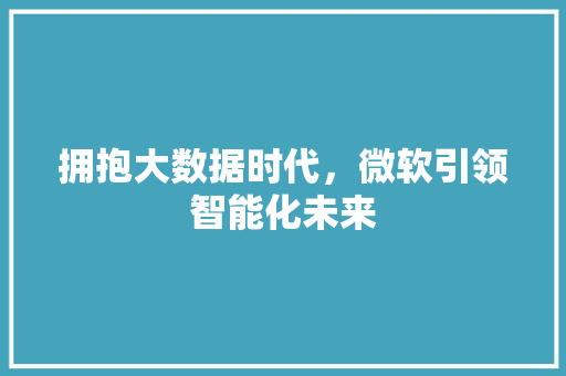 拥抱大数据时代，微软引领智能化未来