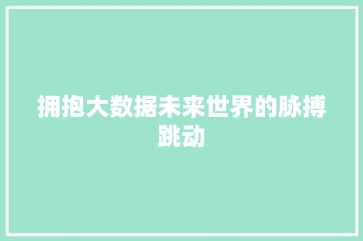 拥抱大数据未来世界的脉搏跳动  第1张