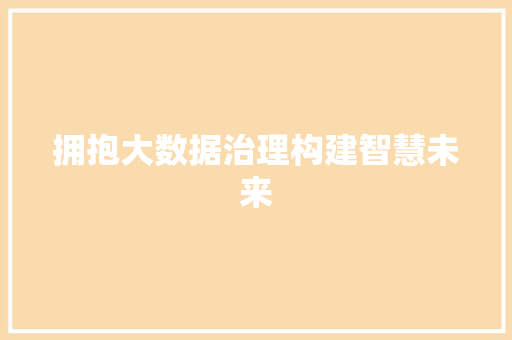 拥抱大数据治理构建智慧未来  第1张