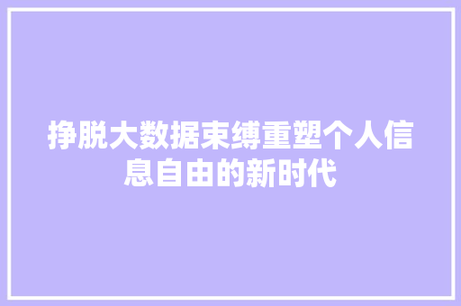 挣脱大数据束缚重塑个人信息自由的新时代  第1张