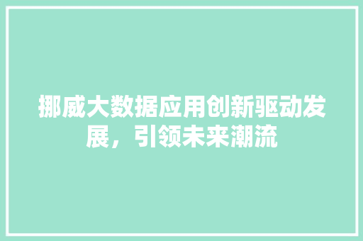 挪威大数据应用创新驱动发展，引领未来潮流  第1张