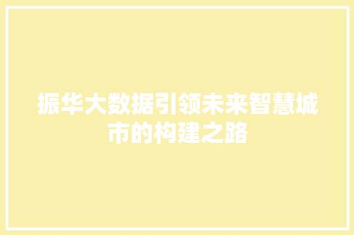 振华大数据引领未来智慧城市的构建之路  第1张