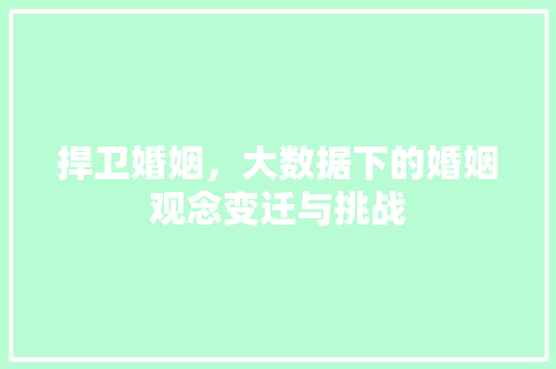 捍卫婚姻，大数据下的婚姻观念变迁与挑战