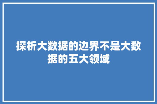 探析大数据的边界不是大数据的五大领域