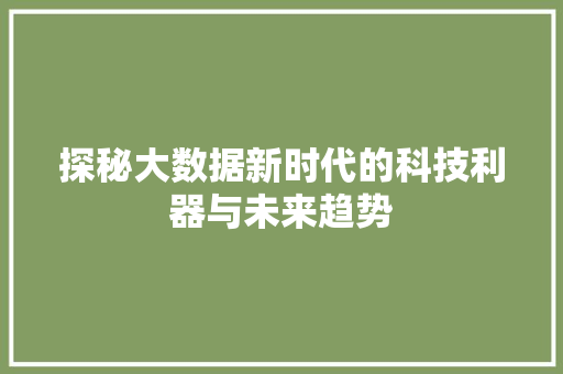 探秘大数据新时代的科技利器与未来趋势  第1张