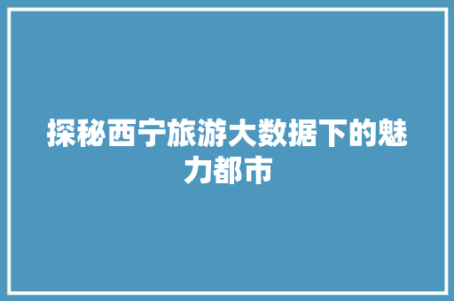 探秘西宁旅游大数据下的魅力都市