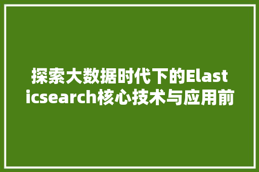 探索大数据时代下的Elasticsearch核心技术与应用前景