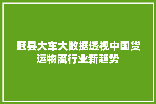 冠县大车大数据透视中国货运物流行业新趋势  第1张