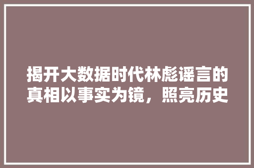 揭开大数据时代林彪谣言的真相以事实为镜，照亮历史尘埃