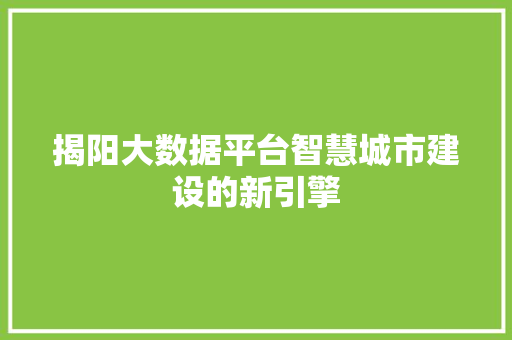 揭阳大数据平台智慧城市建设的新引擎