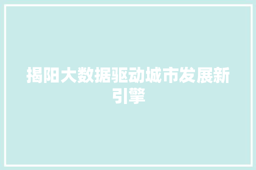 揭阳大数据驱动城市发展新引擎  第1张