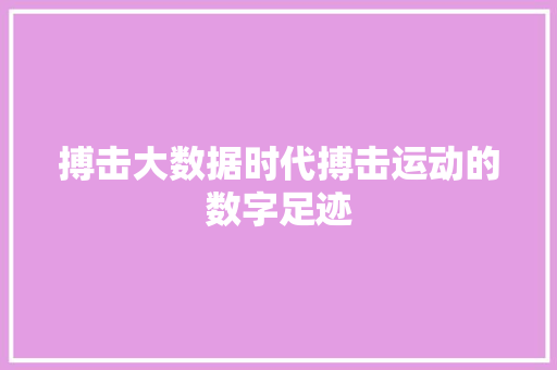 搏击大数据时代搏击运动的数字足迹  第1张