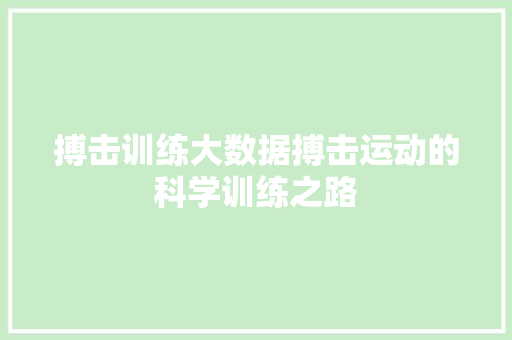 搏击训练大数据搏击运动的科学训练之路