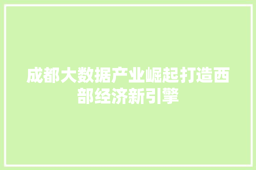 成都大数据产业崛起打造西部经济新引擎  第1张