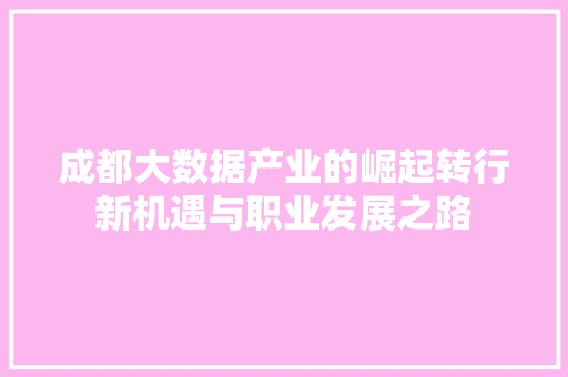 成都大数据产业的崛起转行新机遇与职业发展之路