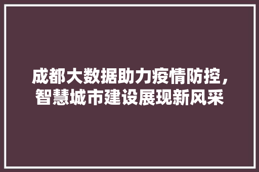 成都大数据助力疫情防控，智慧城市建设展现新风采  第1张