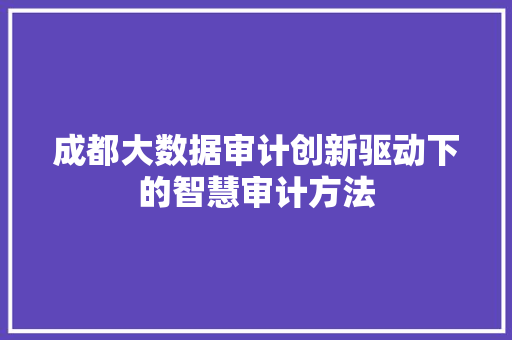 成都大数据审计创新驱动下的智慧审计方法  第1张