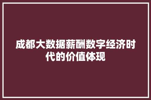 成都大数据薪酬数字经济时代的价值体现  第1张