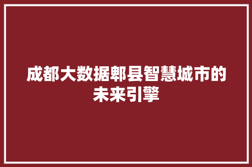 成都大数据郫县智慧城市的未来引擎  第1张