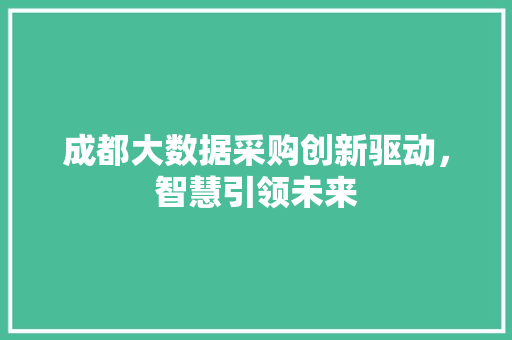 成都大数据采购创新驱动，智慧引领未来