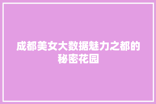 成都美女大数据魅力之都的秘密花园