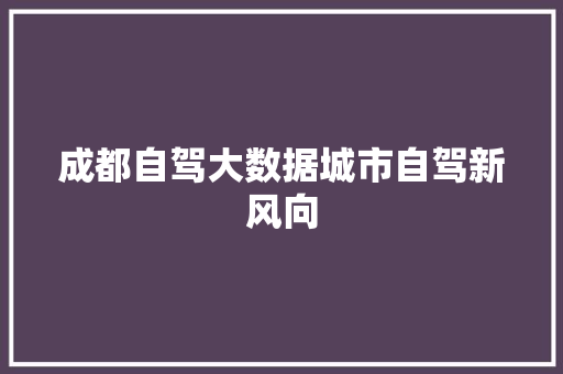 成都自驾大数据城市自驾新风向