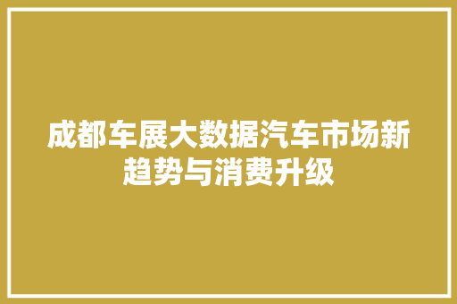 成都车展大数据汽车市场新趋势与消费升级