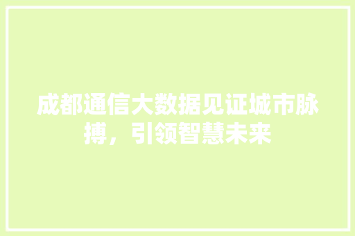 成都通信大数据见证城市脉搏，引领智慧未来  第1张