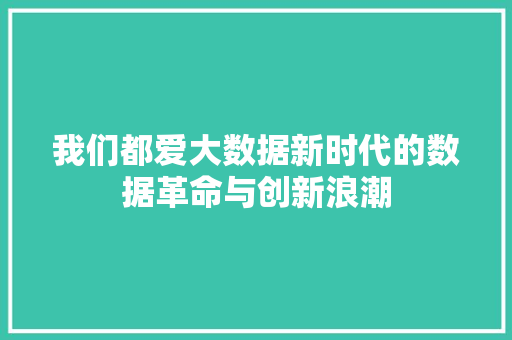 我们都爱大数据新时代的数据革命与创新浪潮  第1张