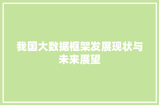 我国大数据框架发展现状与未来展望