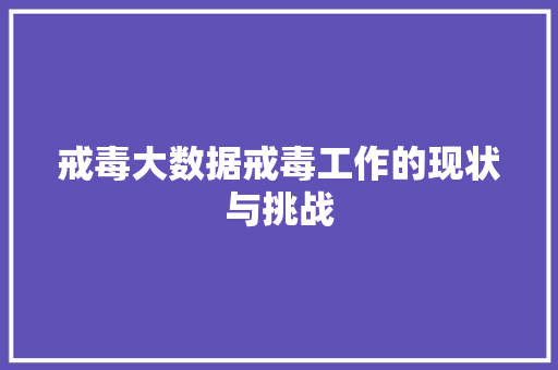 戒毒大数据戒毒工作的现状与挑战