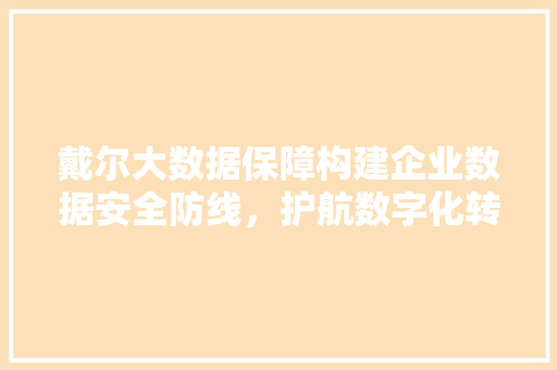 戴尔大数据保障构建企业数据安全防线，护航数字化转型之路