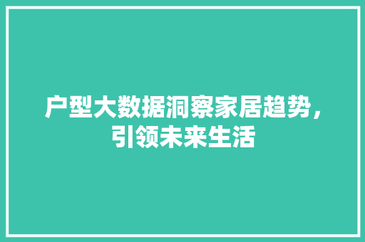 户型大数据洞察家居趋势，引领未来生活
